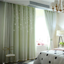 1pc Hollowed Star Shading Window Curtain Drapes Purdah for Home(Green)