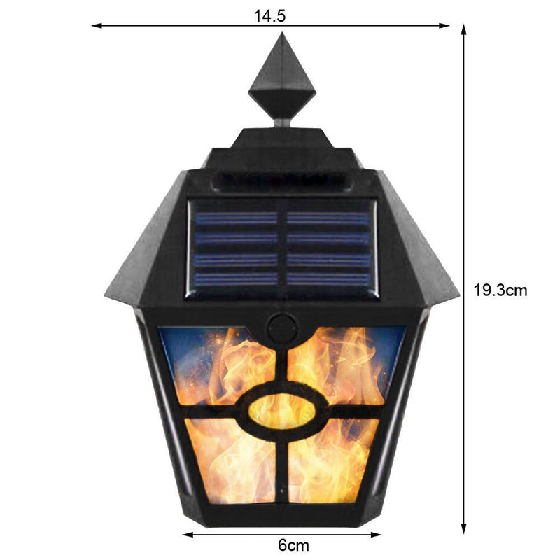 LED Solar Wall Light Retro Flame Torch Lamp Outdoor Waterproof Garden Lamp