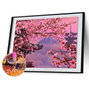 Diamond Painting 5D Full Round Drill Mosaic DIY Peach Blossom View Art Decor Kit