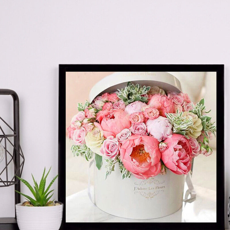 Rhinestone Diamond Painting 5D DIY Pink Flowers Full Round Drill Picture