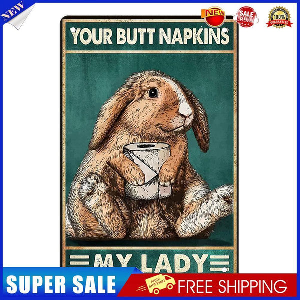 Napkin Rabbit Retro Metal Plate Tin Sign Plaque Poster for Bar Club Cafe