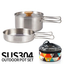 Household Picnic Pot Set Outdoor Soup Pots Foldable Handle Camping Cookware