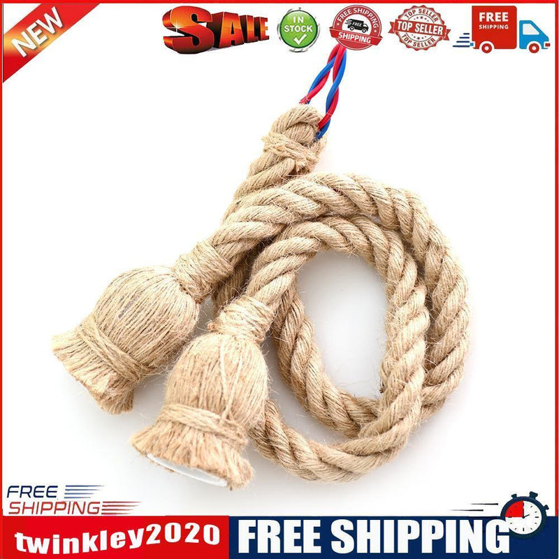 3.28ft Hemp Rope Electric Wire for DIY E27 Bulb Pendant Light (Double Head)
