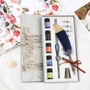 Gradient Feather Fountain Dip Pen Set Crystal Writing Pen Calligraphy Stati