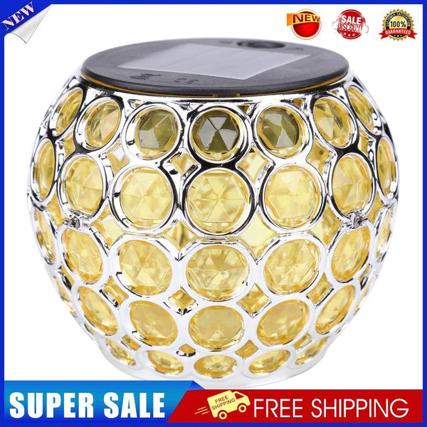Solar LED Hollow Hanging Ball Light Outdoor Waterproof Garden Lamp (Yellow)