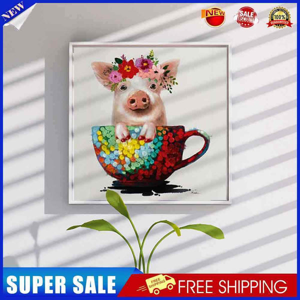 Coffee Cup Pig DIY Diamond Painting Kits Full Round Drill Wall Decor Art Cr