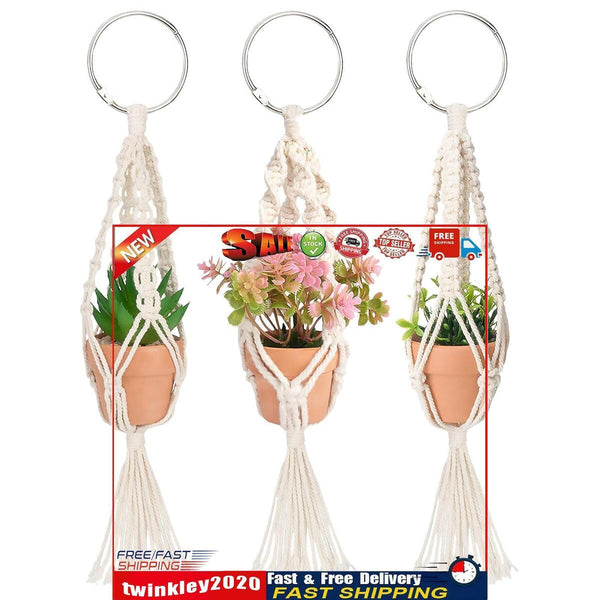 Macrame Plant Hangers Boho Hanging Ornament Decorations Pack of 3 (2) Newly