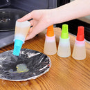 1pc Heat Resisting Silicone Grill Oil Bottle BBQ Basting Brush Tool(Blue)
