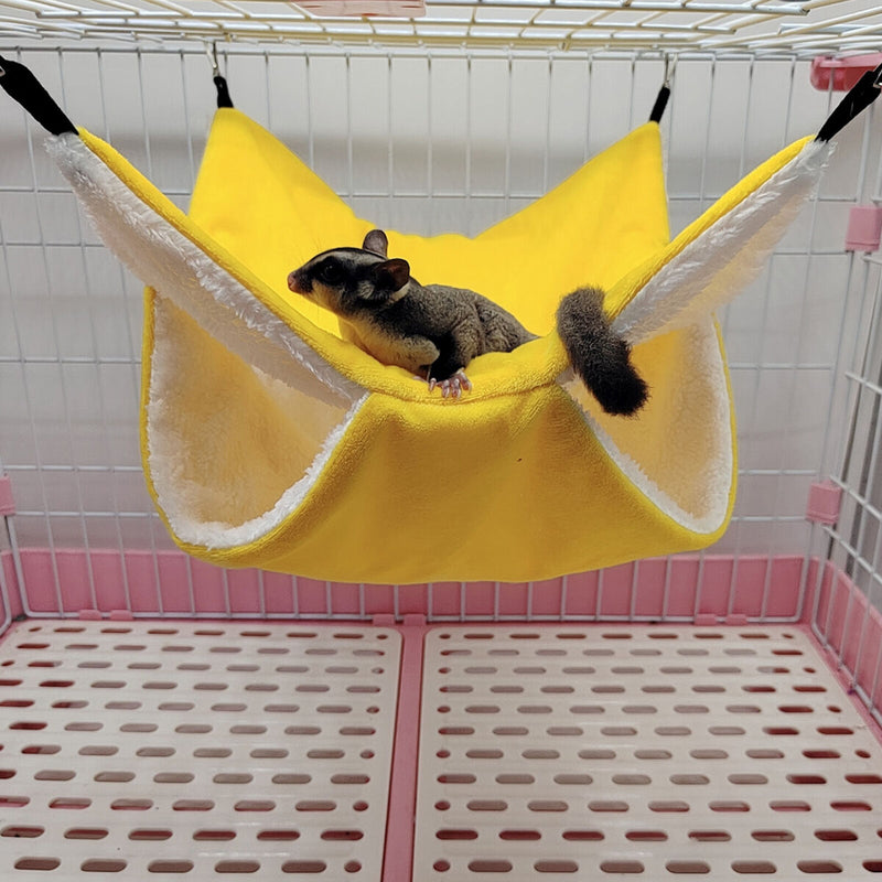 Small Animal Hammocks Warm Plush Bunkbed Pet Hideout Crystal (Yellow S) Newly
