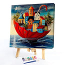 Frameless Oil Paint By Numbers Wall Art Posters Umbrella House Craft Gift Kit