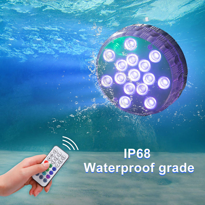 Submersible LED Lights for Pool Battery Powered with Magnets & Suction Cups