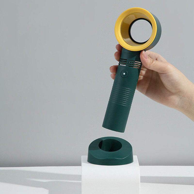 Portable Bladeless Fan Handheld Desktop Summer Travel Mini Cooler (Green)