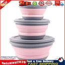 3pcs Silicone Foldable Bowl Portable Outdoor Deformable Lunch Box with Lid Newly