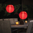 8 inch LED Round Solar Lantern Waterproof Pendant Garden Decor (Rose Red) Newly