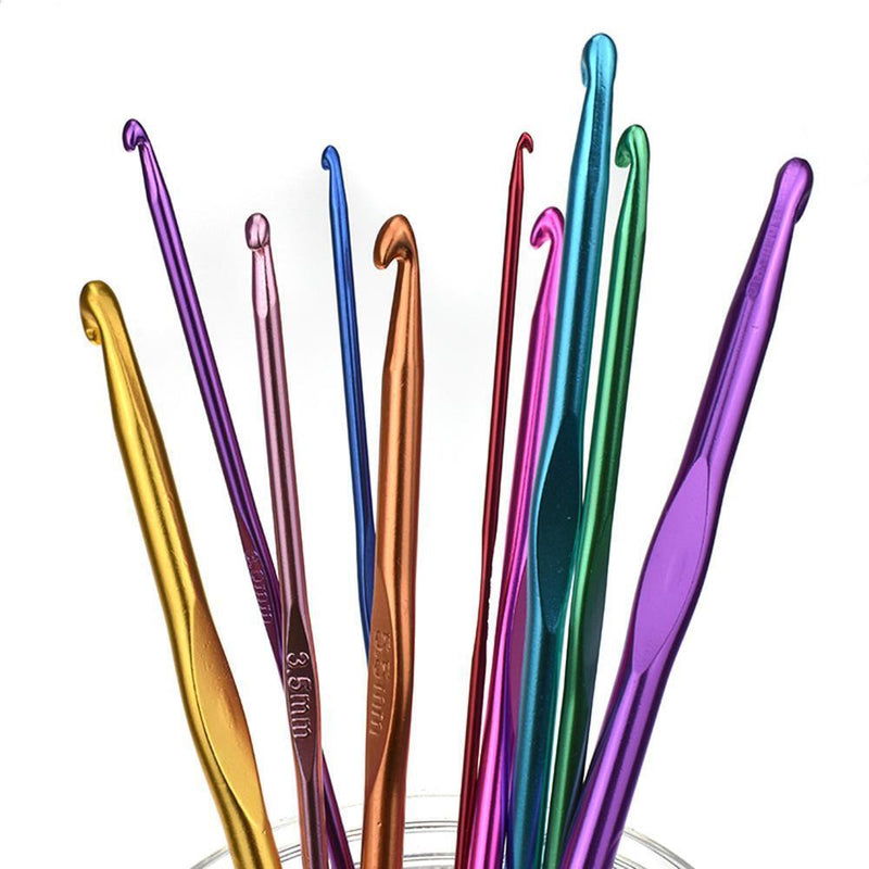 DIY Aluminum Crochet Hooks Sweater Knit Weave Sewing Needles Set (Purple) Newly