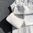 Soft PU Leather Women Underarm Bag Solid Color Casual Shoulder Bag (White)