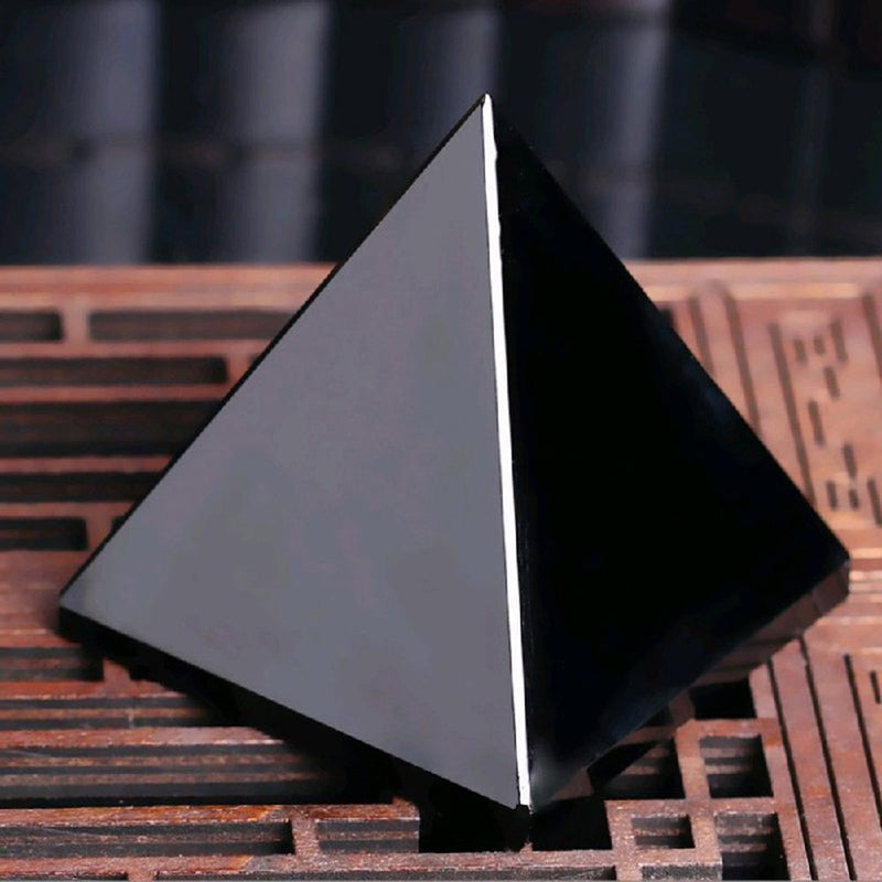 Desktop Ornament Healing Stone Obsidian Pyramid Reiki Energy Mineral Specimen