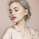 Cow Head Dangle Earrings Wooden Sunflower Independence Day Pendant Earrings