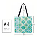 Fashion Women Casual Green Check Flowers Linen Large Capacity Shopping Handbags