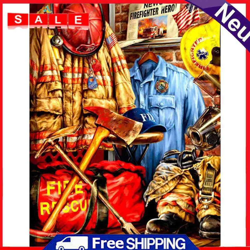 Round Drill Diamond Painting Fireman Uniform Diamond Embroidery Rhinestone Craft