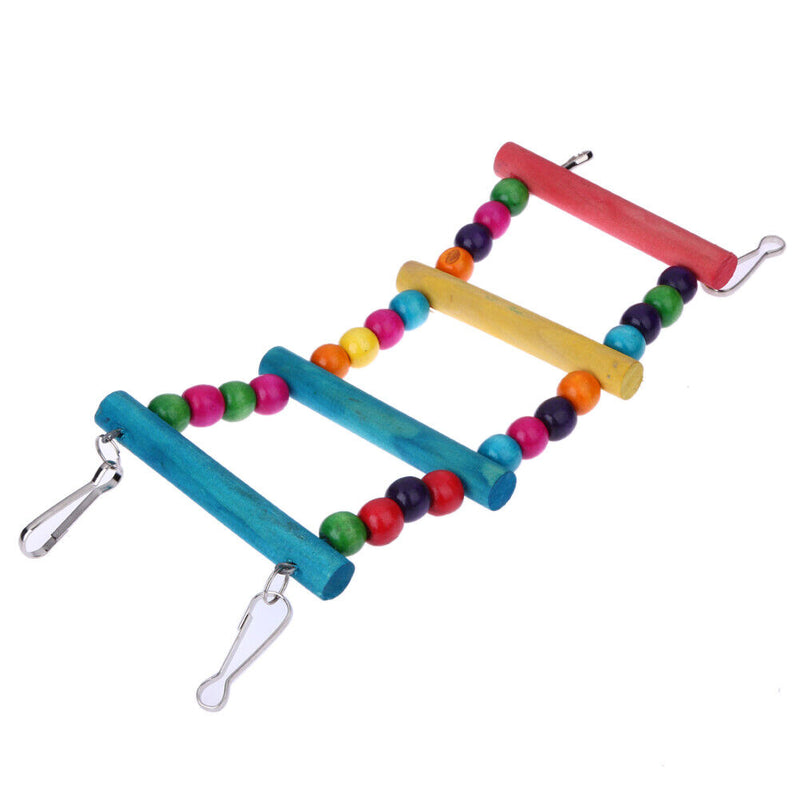 Pet Bird Wood Ladder Climb Parrot Macaw Cage Swing Shelf (29cm)