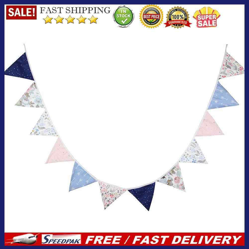 3.2m Nordic Style Printed Cotton Pennant Wedding Banner Hanging Flag Party