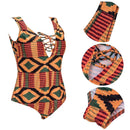 Ethnic Women Plus Size One-Piece Swimsuit Bandage Swimwear Beachwear(2XL)