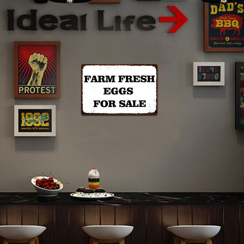 Retro Farm Fresh Eggs Metal Plate Painting for Bar Pub Tin Plaque Wall Sign