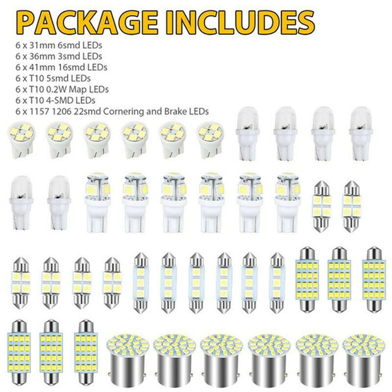 Door Plates ETC Inside Bulb Kit Combo LED Car Interior Light License Plate Lamp