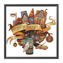 Street DIY Cotton Thread Counted Full Cross Stitch Stamped Needlework Cartoon