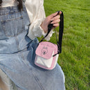 Fashion Women Hit Color Canvas Messenger Bag Cartoon Print Purse (Pink)