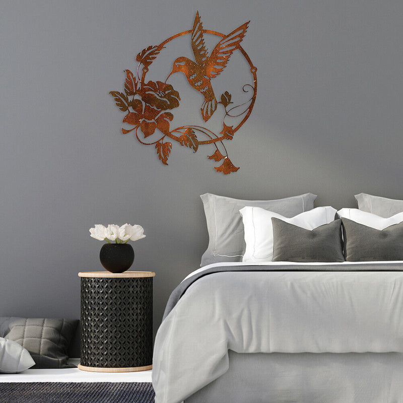 Wrought Iron Bird Garden Indoor Outdoor Hanging Metal Wall Hanging Art Decor
