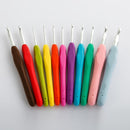 11PCS Aluminum Crochet Hooks Knitting Needles Multi Color Comfort Ergonomic Gri