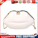 Lips Women PVC Handbags Chain Messenger Bags Shoulder Party Clutch (White)