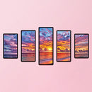 Full Cross Stitch 11CT Cotton Thread DIY 5 Panels Sea Sunset Home Decoration Set