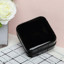 Portable Earrings Rings Storage Box PU Leather Jewelry Display Case (Black)