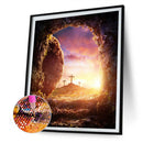5D Diamond Painting Kit DIY Cross on Hill Full Round Drill Mosaic Pictures