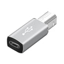 USB Type C to USB B Adapter for Printer MIDI Controller (White Straight)