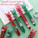 16pcs Ballpoint Pen Sequin Elk Santa Claus Retractable Multi-Color Pen Gift`