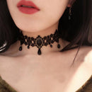 Punk Crystal Pendant Collar Black Lace Victorian Tattoo Necklace Gothic Choker