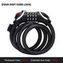 4 Digit Combination Password Lock Anti-theft MTB Road Bike Locks (1.2m) Newly