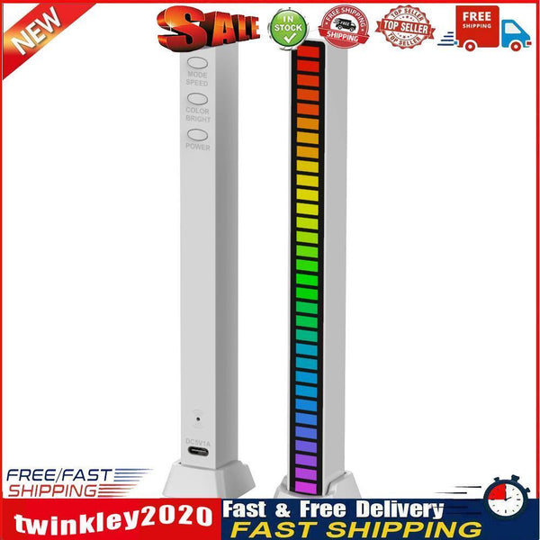 Rechargeable RGB Activated Music Rhythm Lamp Bar Sound Control (White) Newly