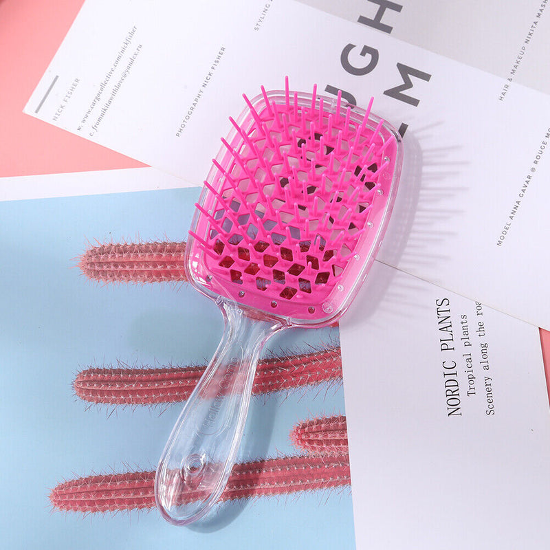 Wide Teeth Air Cushion Combs Women Scalp Massage Styling Brush Hollow Grid Co