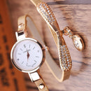 Fashion Luxury Rhinestone Bracelet Women Top Quartz Casual Watch Beige Newly