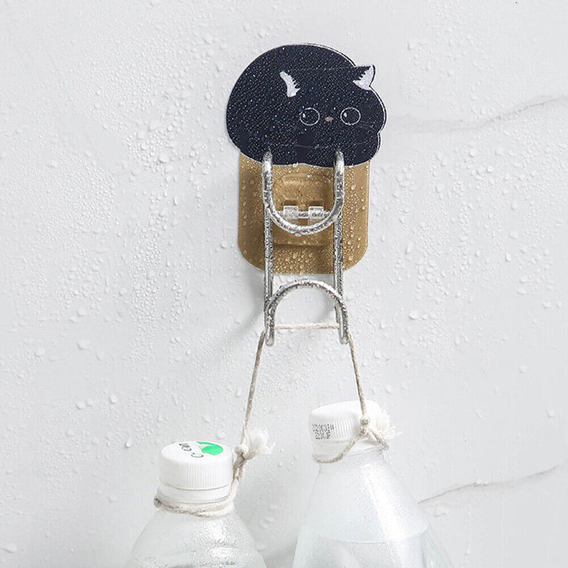 Punchfree Bathroom Storage Rack Washbasin Wall Organizer Hanger (Black Cat)
