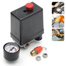4 Port 12 Bar Safety Valve Switch Control Valve Air Compressor Pressure Gauge