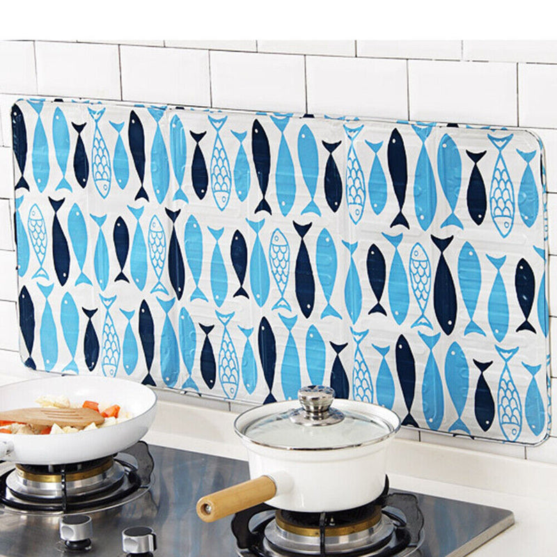 Kitchen Oil Splatter Aluminium Foil Gas Stove Foldable Baffle Plate (B)