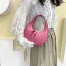 Fashion Women Handbag Leather Solid Color Crescent Hobos Shoulder Bags for Girls