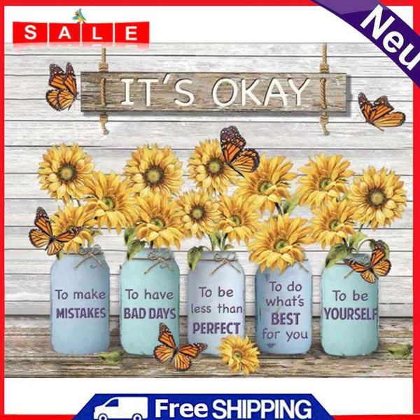 Canvas Painted Oil Paint By Numbers Flower Letters DIY Modern Bedroom Wall Art