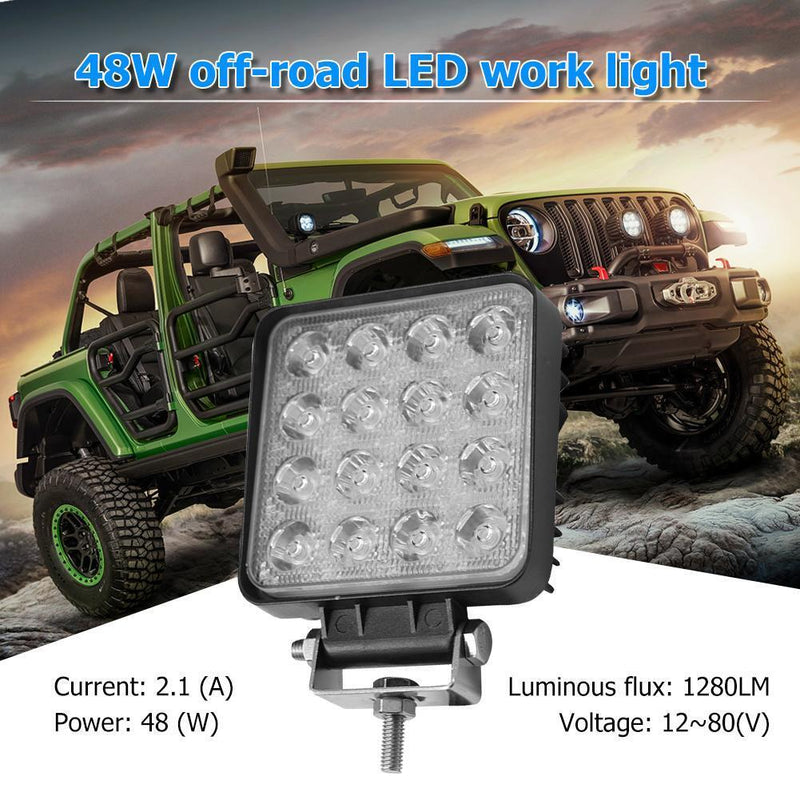 48W Offroad LED Work Light Spot Beam Driving Fog Lamp for Truck Tractor